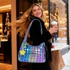 Tote Bag for Women: Puffer Shoulder Crossbody Bags Purse for Women